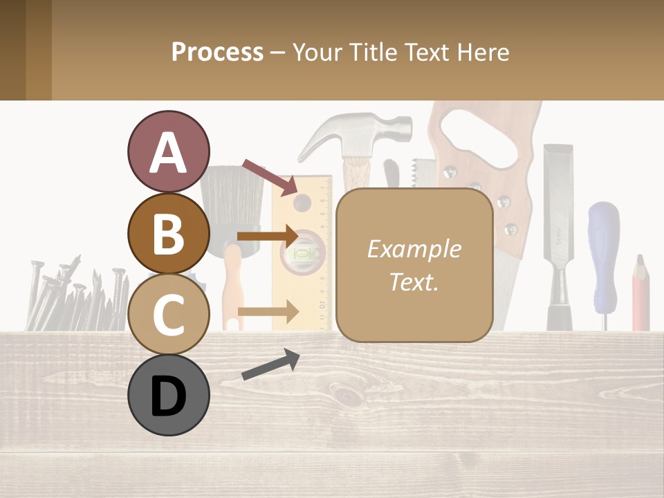 A Bunch Of Tools On A Wooden Table PowerPoint Template