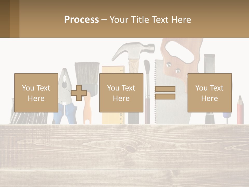 A Bunch Of Tools On A Wooden Table PowerPoint Template