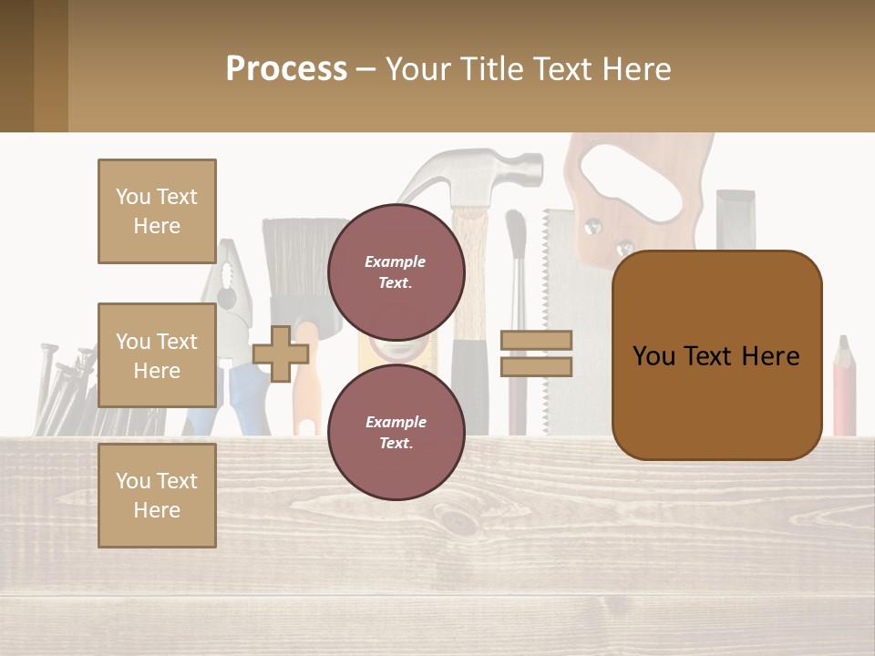 A Bunch Of Tools On A Wooden Table PowerPoint Template