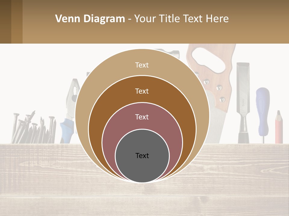 A Bunch Of Tools On A Wooden Table PowerPoint Template
