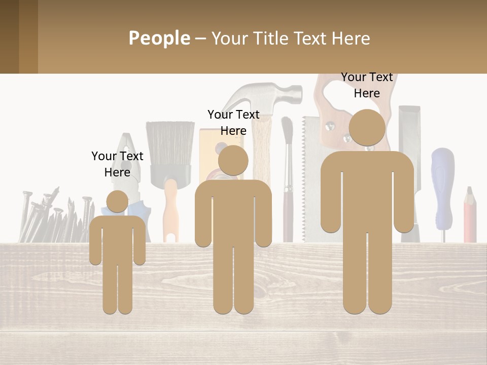 A Bunch Of Tools On A Wooden Table PowerPoint Template