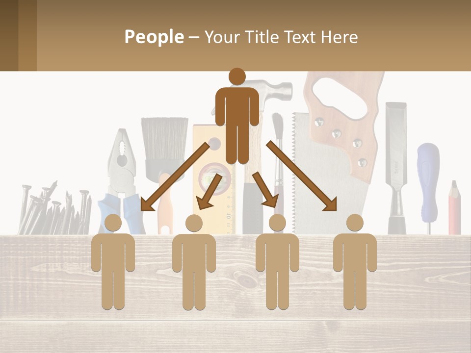 A Bunch Of Tools On A Wooden Table PowerPoint Template