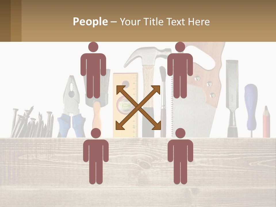 A Bunch Of Tools On A Wooden Table PowerPoint Template