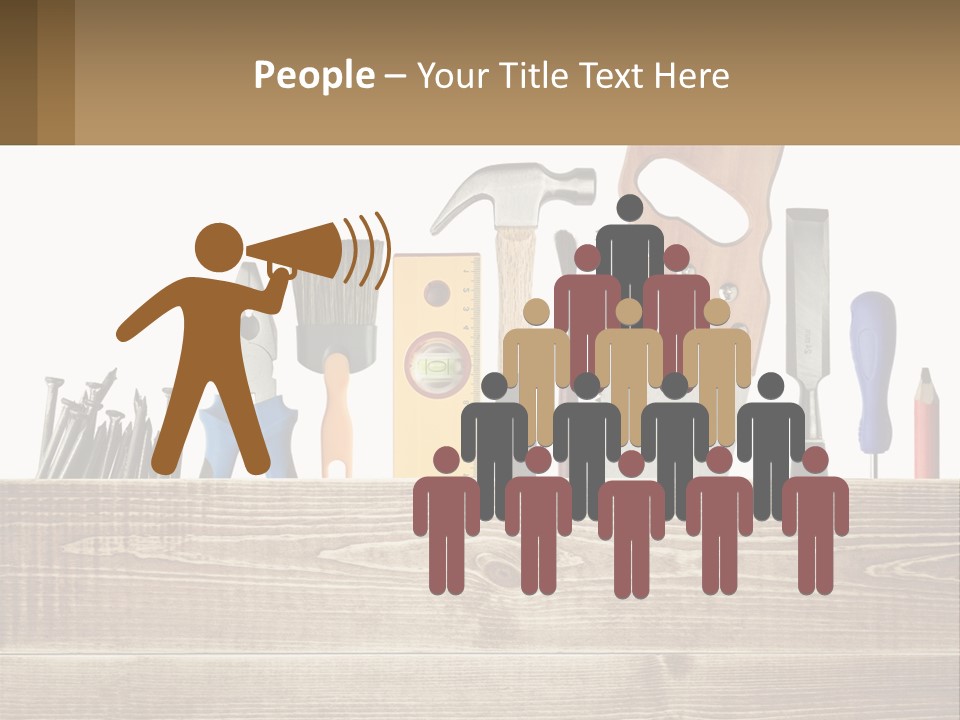 A Bunch Of Tools On A Wooden Table PowerPoint Template