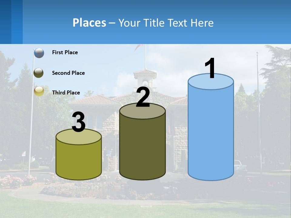 A Large Building With A Flag On Top Of It PowerPoint Template