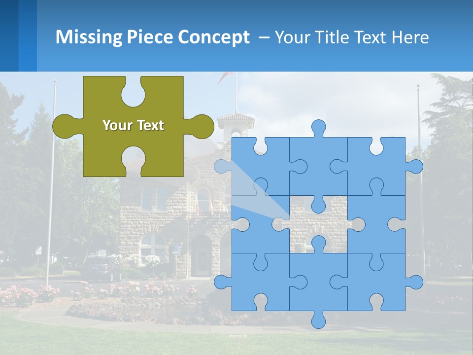 A Large Building With A Flag On Top Of It PowerPoint Template