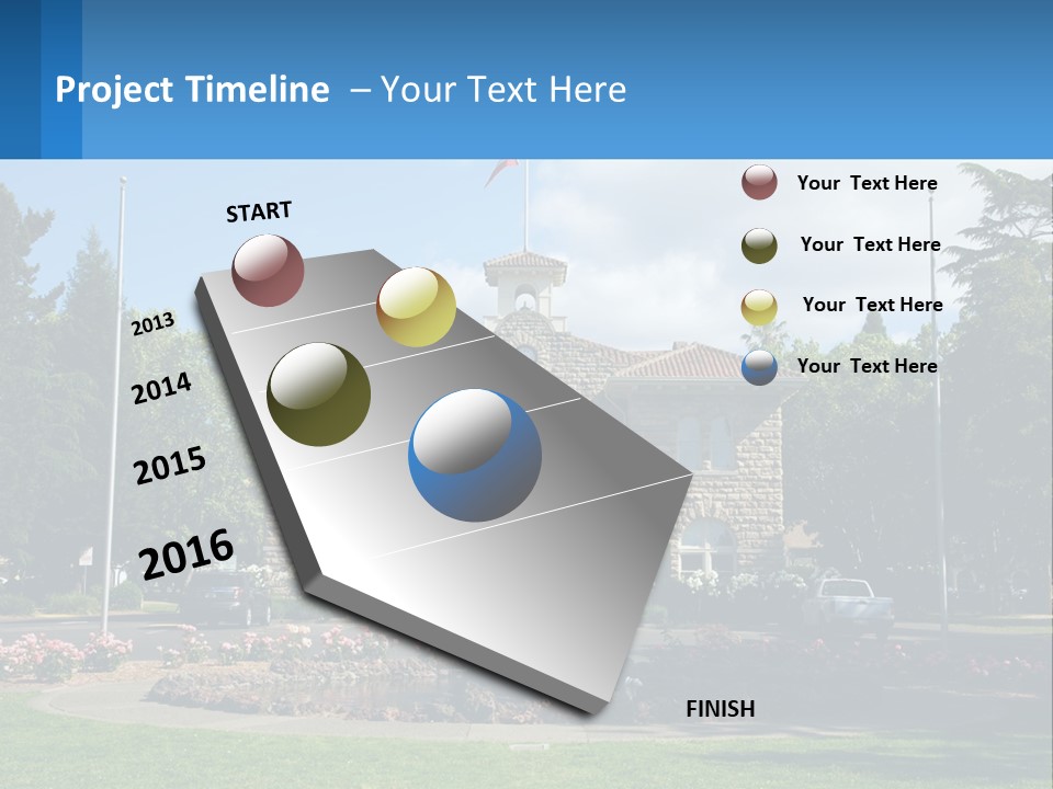 A Large Building With A Flag On Top Of It PowerPoint Template