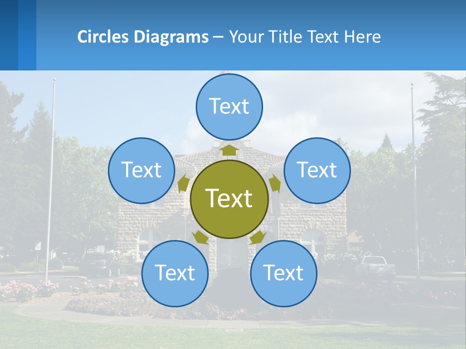 A Large Building With A Flag On Top Of It PowerPoint Template