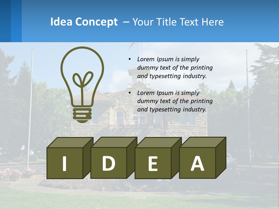 A Large Building With A Flag On Top Of It PowerPoint Template