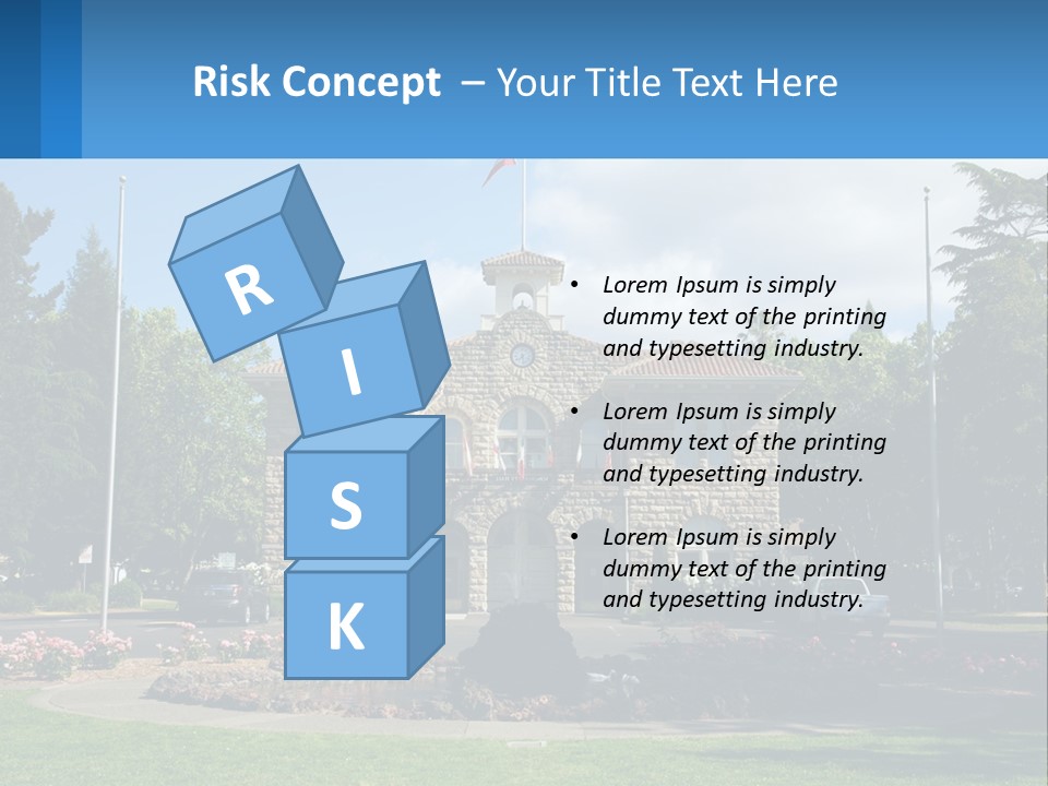 A Large Building With A Flag On Top Of It PowerPoint Template