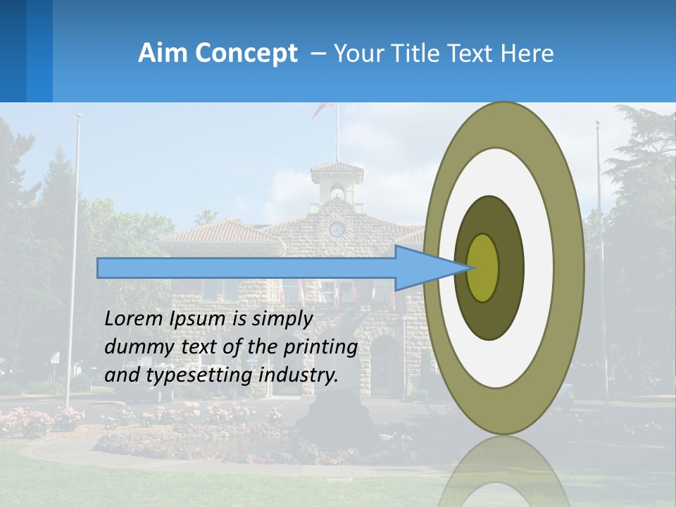 A Large Building With A Flag On Top Of It PowerPoint Template