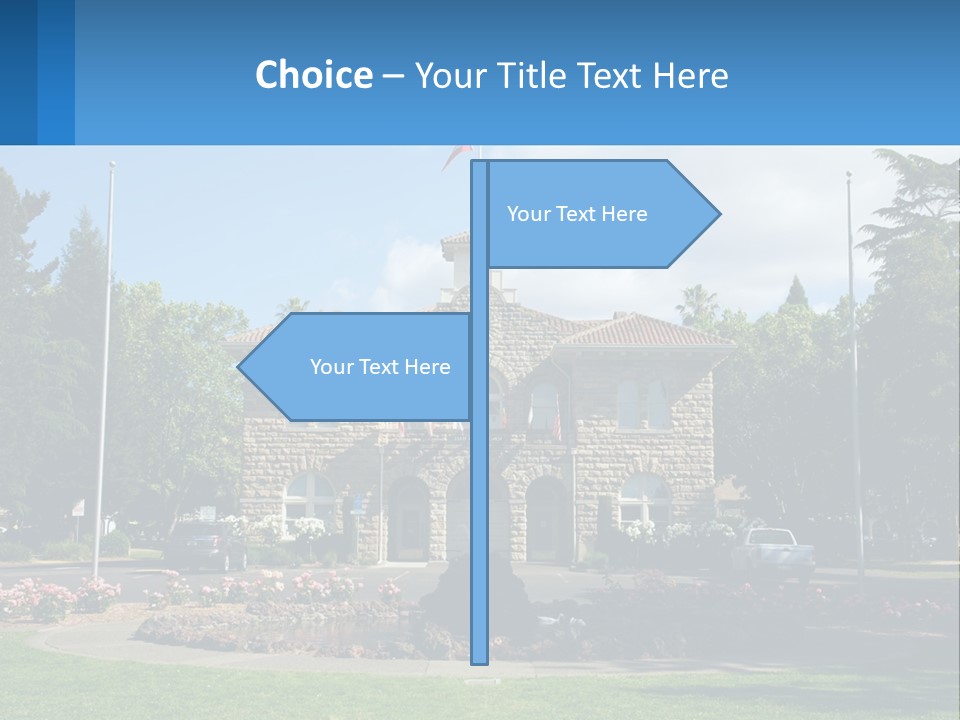 A Large Building With A Flag On Top Of It PowerPoint Template