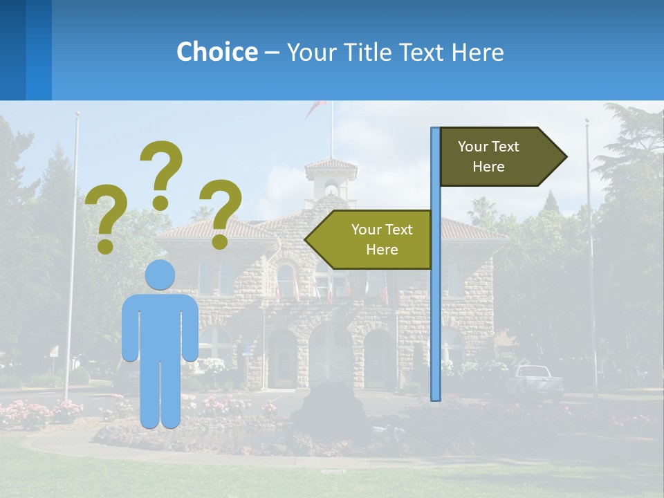 A Large Building With A Flag On Top Of It PowerPoint Template