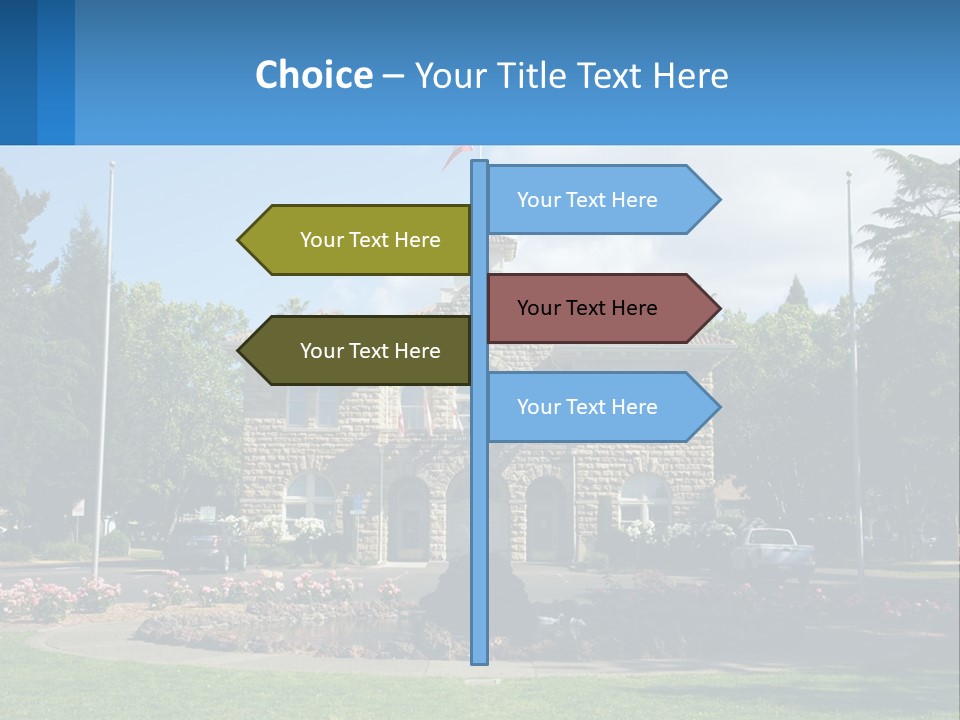 A Large Building With A Flag On Top Of It PowerPoint Template