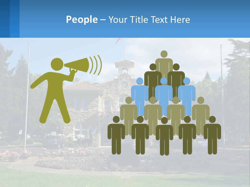 A Large Building With A Flag On Top Of It PowerPoint Template