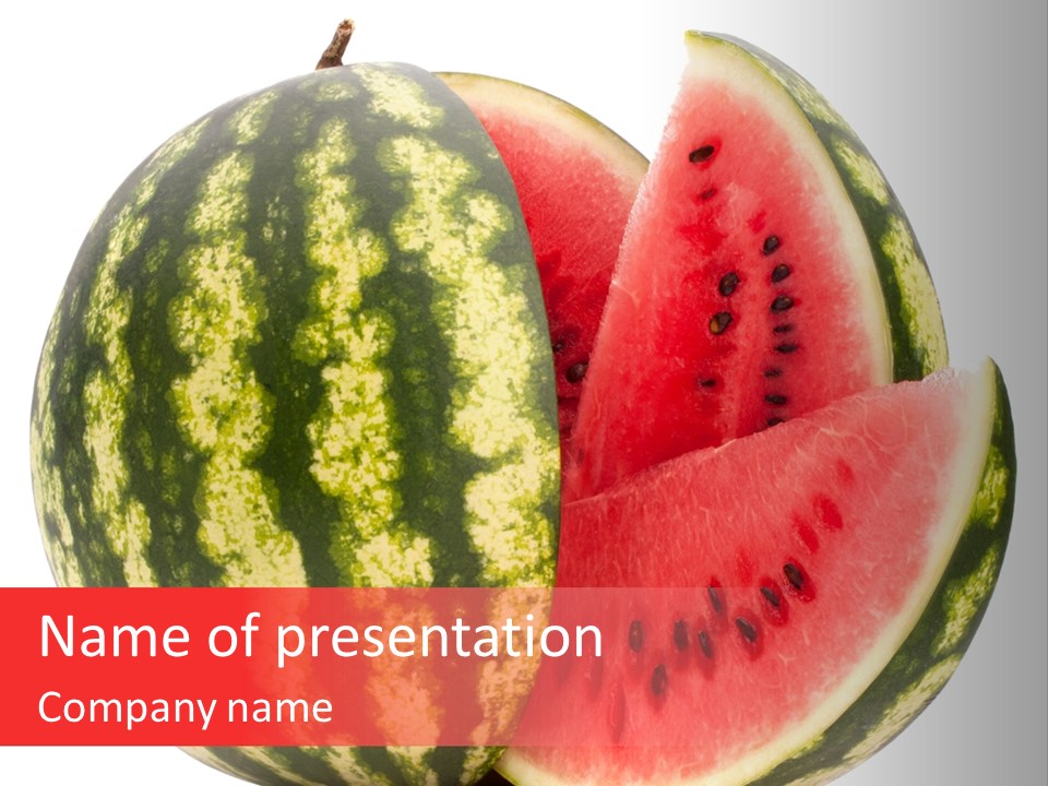 A Piece Of Watermelon With A Bite Taken Out Of It PowerPoint Template