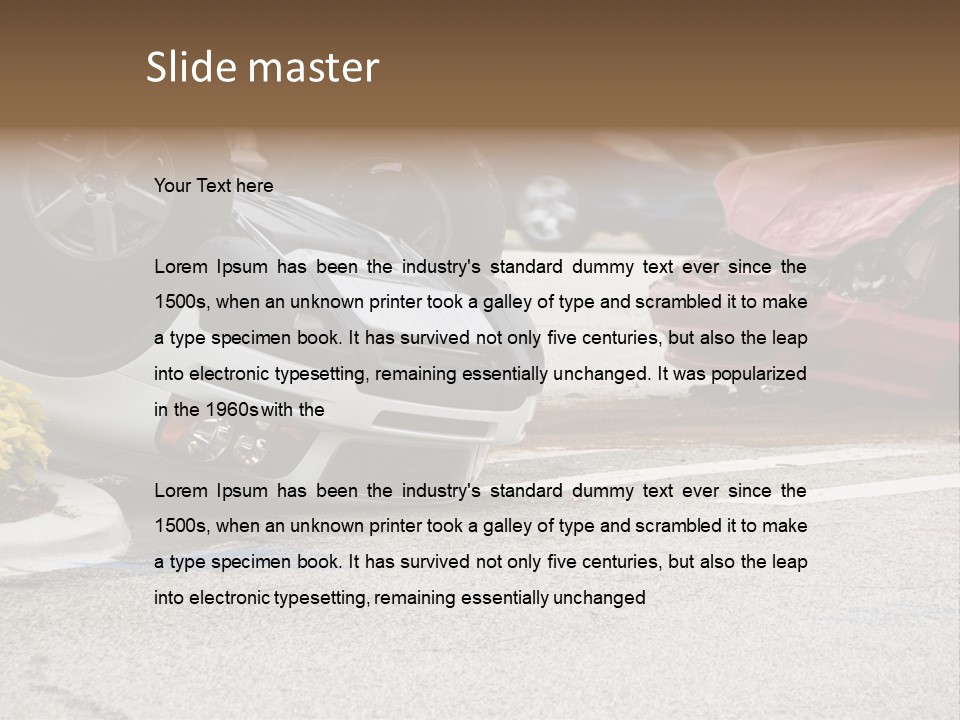 A Car That Has Been Flipped Over In A Parking Lot PowerPoint Template