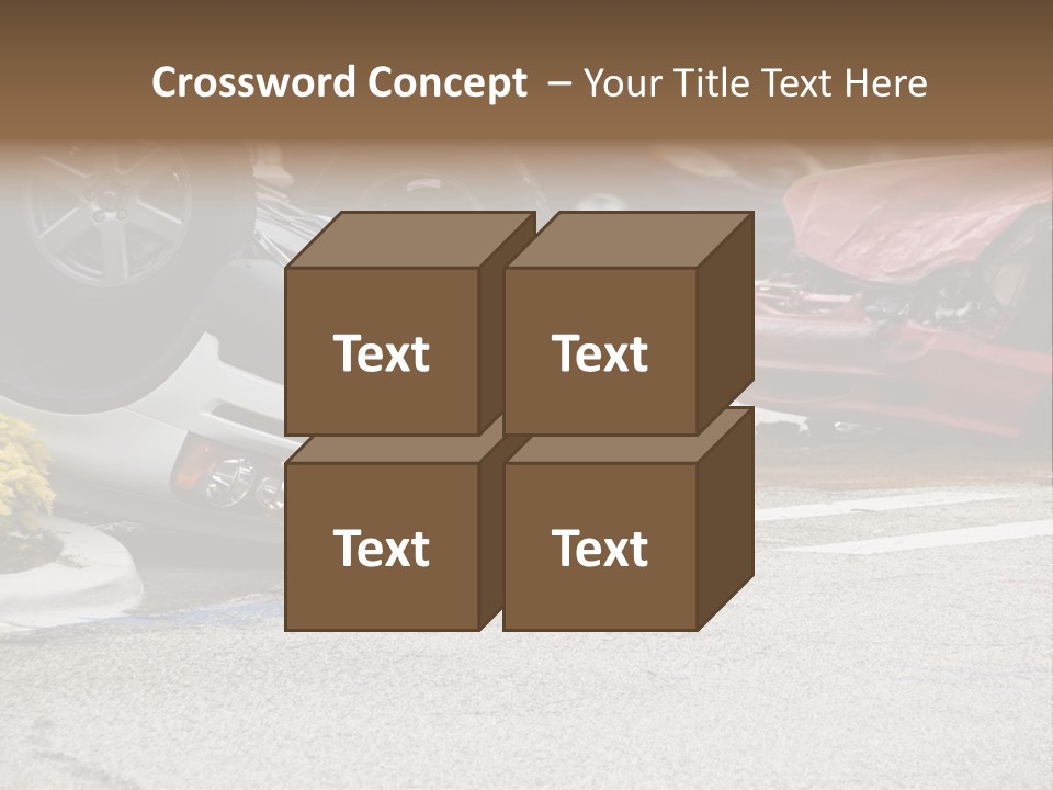 A Car That Has Been Flipped Over In A Parking Lot PowerPoint Template