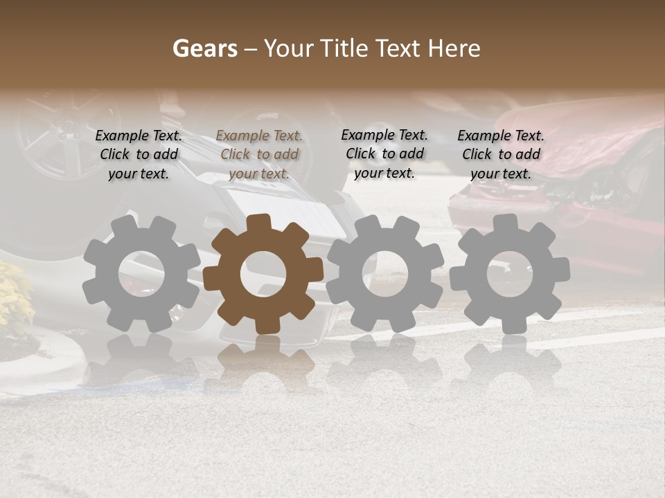 A Car That Has Been Flipped Over In A Parking Lot PowerPoint Template