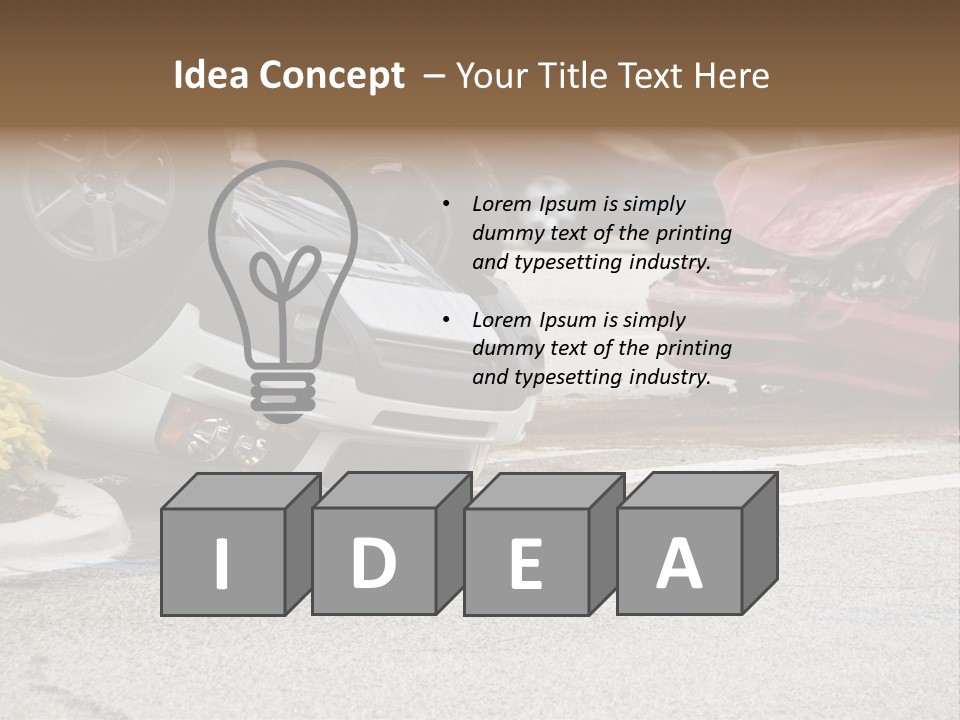 A Car That Has Been Flipped Over In A Parking Lot PowerPoint Template