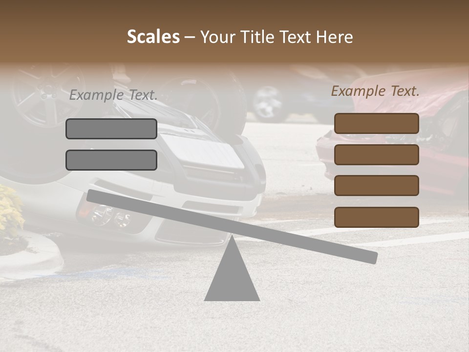 A Car That Has Been Flipped Over In A Parking Lot PowerPoint Template