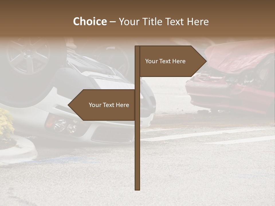 A Car That Has Been Flipped Over In A Parking Lot PowerPoint Template