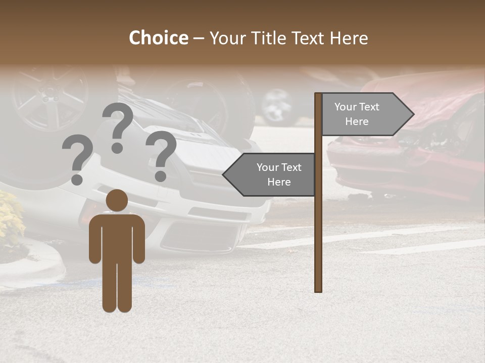 A Car That Has Been Flipped Over In A Parking Lot PowerPoint Template