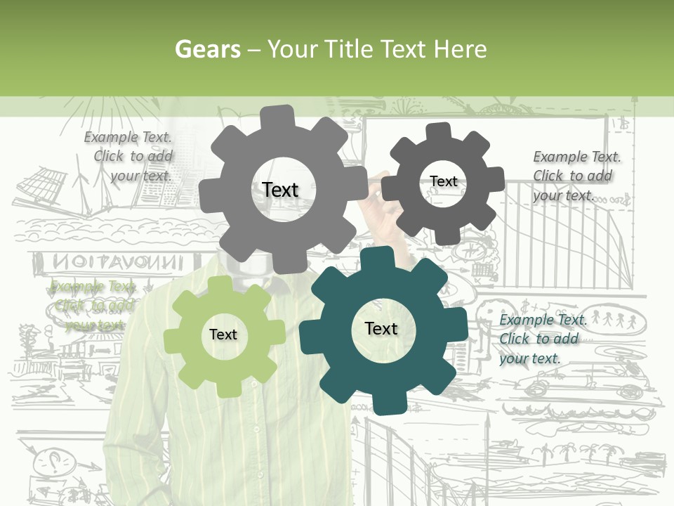 A Man Standing In Front Of A Whiteboard With A Light Bulb On It PowerPoint Template