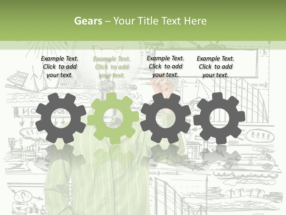 A Man Standing In Front Of A Whiteboard With A Light Bulb On It PowerPoint Template