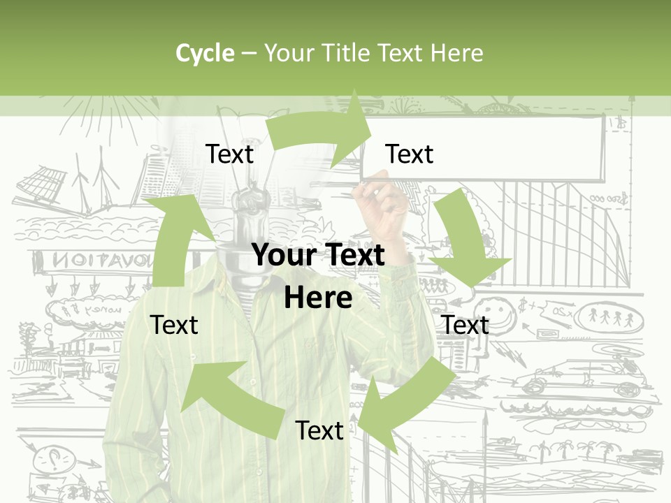 A Man Standing In Front Of A Whiteboard With A Light Bulb On It PowerPoint Template