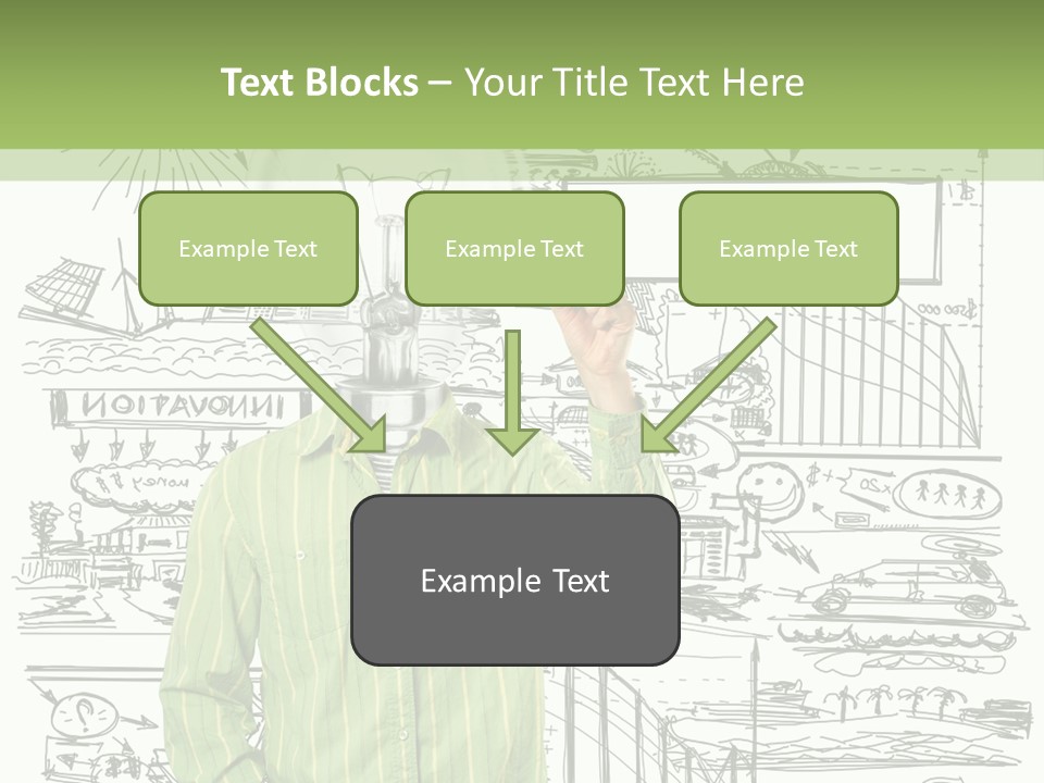 A Man Standing In Front Of A Whiteboard With A Light Bulb On It PowerPoint Template