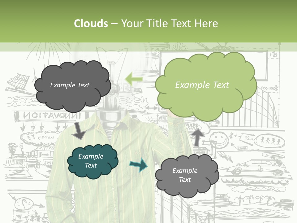 A Man Standing In Front Of A Whiteboard With A Light Bulb On It PowerPoint Template