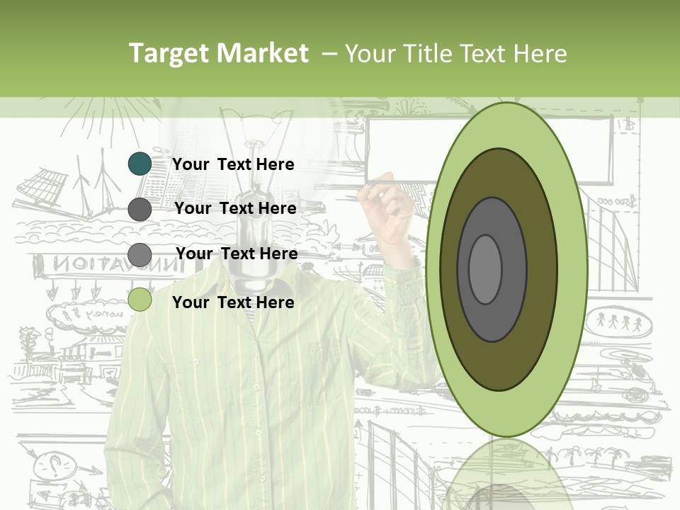 A Man Standing In Front Of A Whiteboard With A Light Bulb On It PowerPoint Template