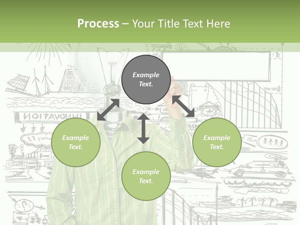 A Man Standing In Front Of A Whiteboard With A Light Bulb On It PowerPoint Template