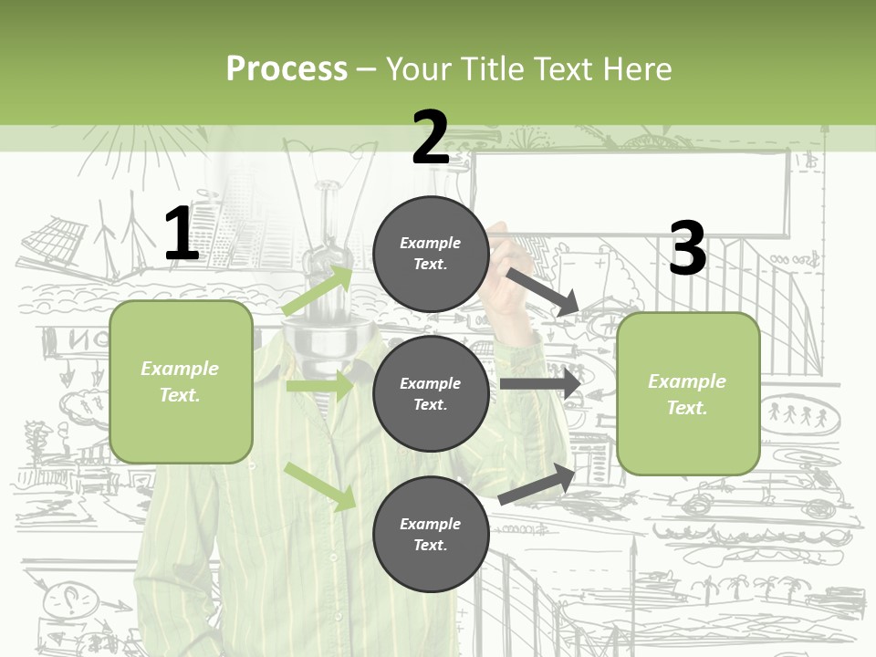 A Man Standing In Front Of A Whiteboard With A Light Bulb On It PowerPoint Template
