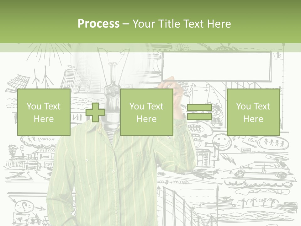 A Man Standing In Front Of A Whiteboard With A Light Bulb On It PowerPoint Template