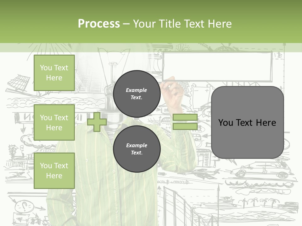 A Man Standing In Front Of A Whiteboard With A Light Bulb On It PowerPoint Template