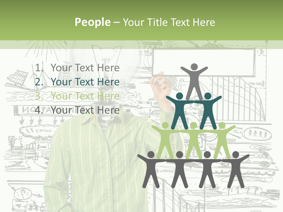 A Man Standing In Front Of A Whiteboard With A Light Bulb On It PowerPoint Template