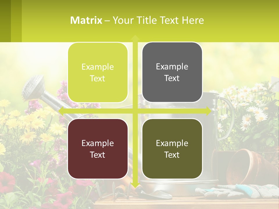 A Watering Can Sitting On A Table Next To Flowers PowerPoint Template