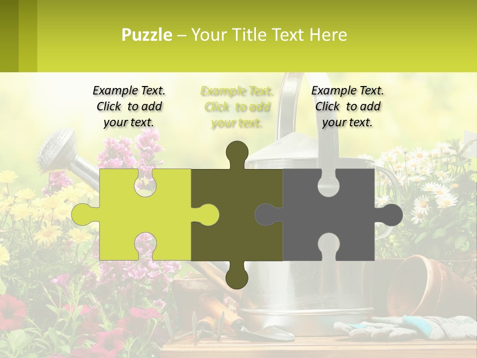 A Watering Can Sitting On A Table Next To Flowers PowerPoint Template