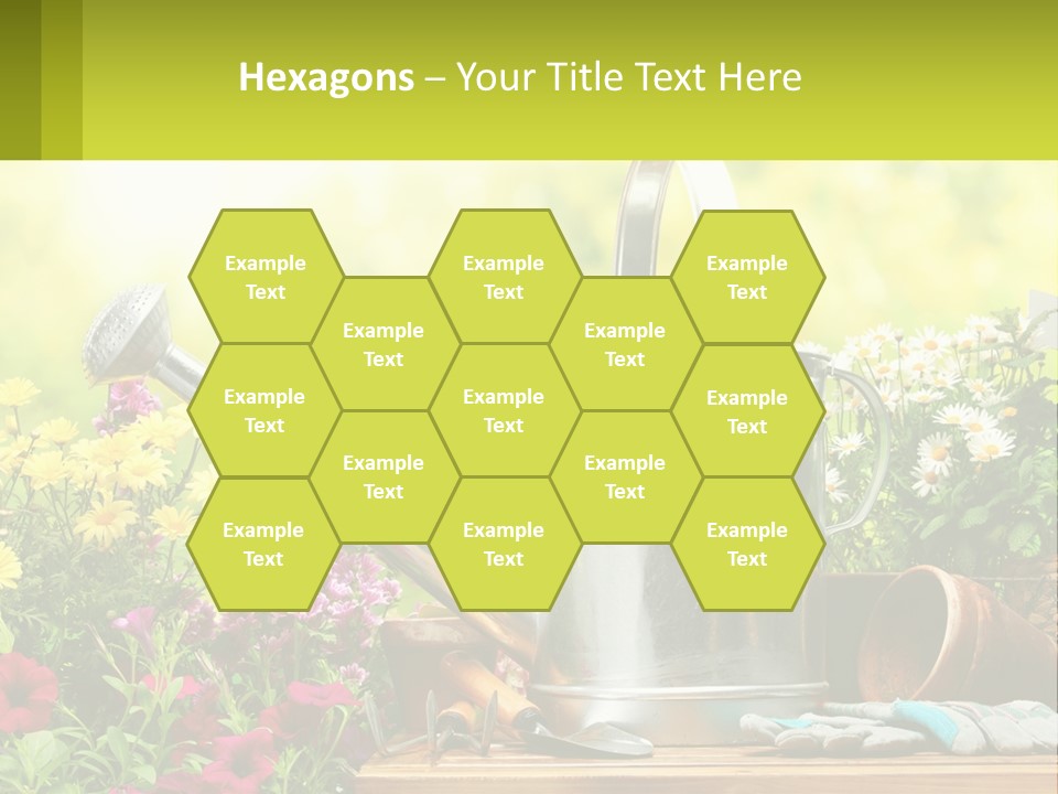 A Watering Can Sitting On A Table Next To Flowers PowerPoint Template