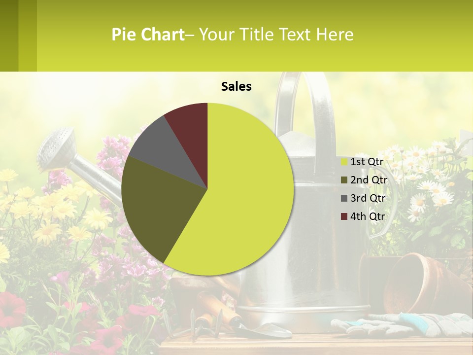 A Watering Can Sitting On A Table Next To Flowers PowerPoint Template
