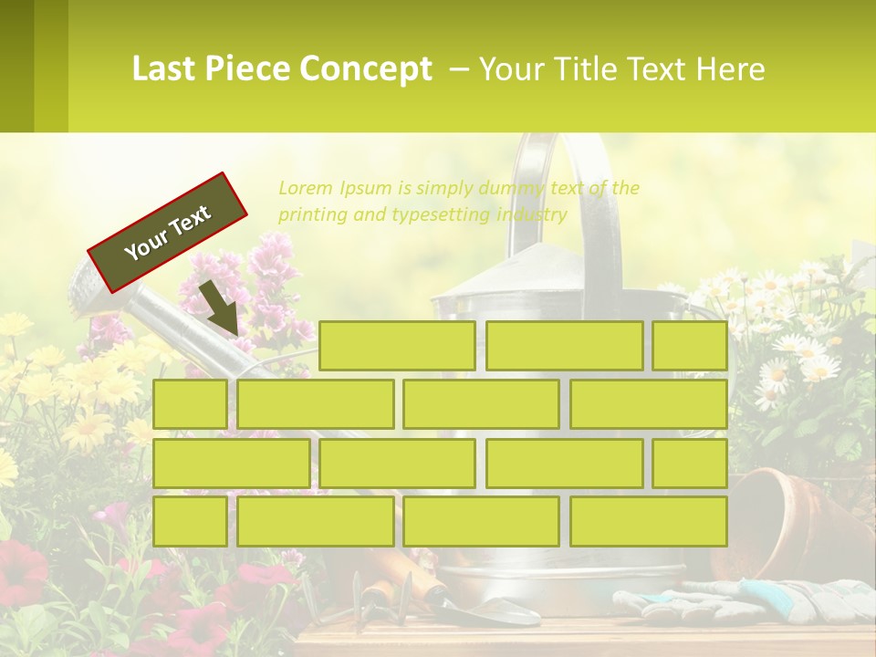 A Watering Can Sitting On A Table Next To Flowers PowerPoint Template