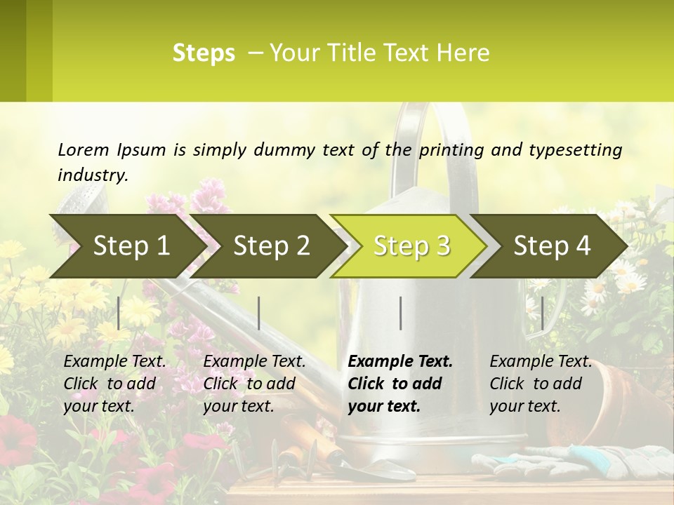 A Watering Can Sitting On A Table Next To Flowers PowerPoint Template