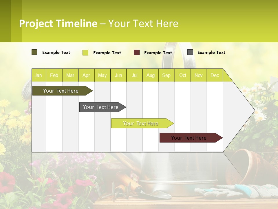 A Watering Can Sitting On A Table Next To Flowers PowerPoint Template