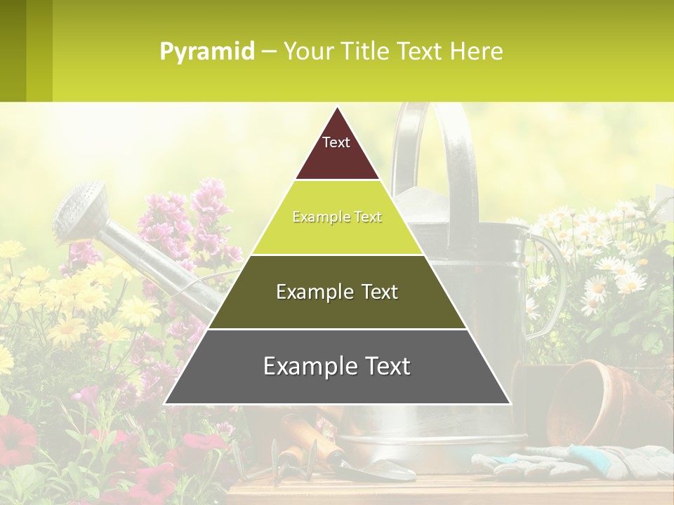 A Watering Can Sitting On A Table Next To Flowers PowerPoint Template