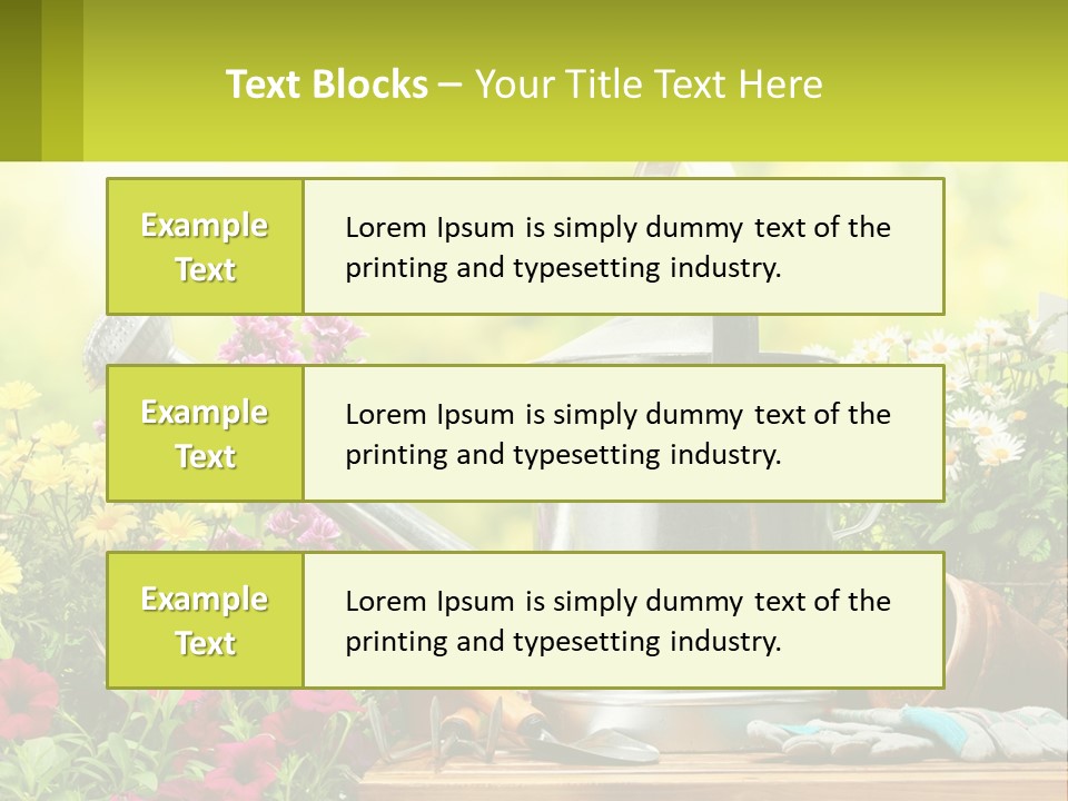 A Watering Can Sitting On A Table Next To Flowers PowerPoint Template