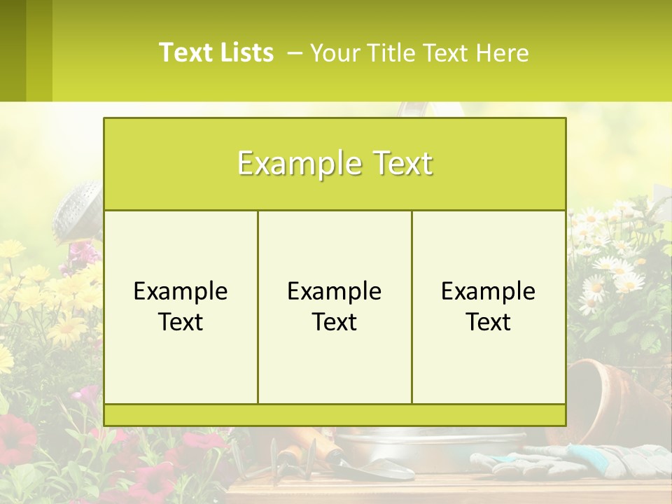 A Watering Can Sitting On A Table Next To Flowers PowerPoint Template