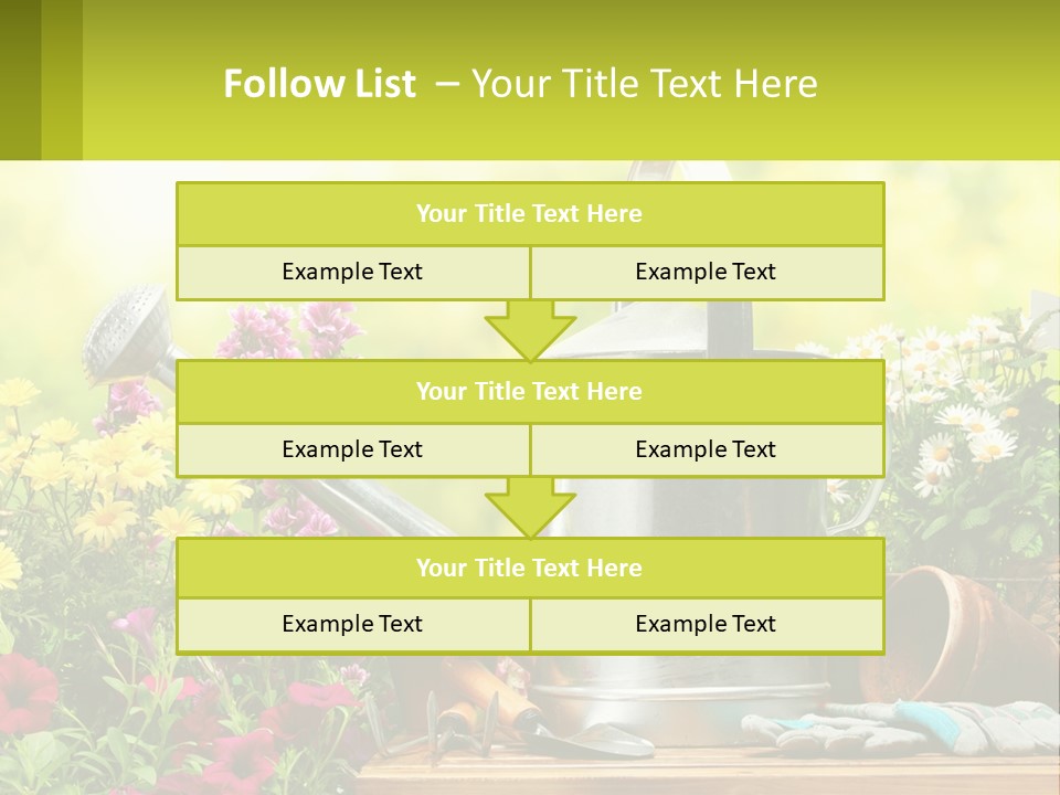 A Watering Can Sitting On A Table Next To Flowers PowerPoint Template