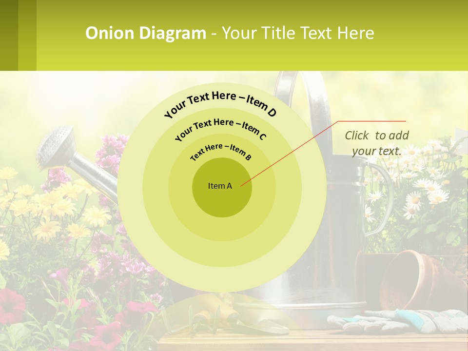 A Watering Can Sitting On A Table Next To Flowers PowerPoint Template